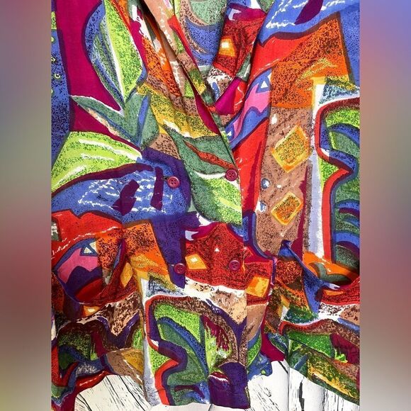 VTG 90s Abstract Artsy Palazzo Pant Set/Suit M - Picture 3 of 12